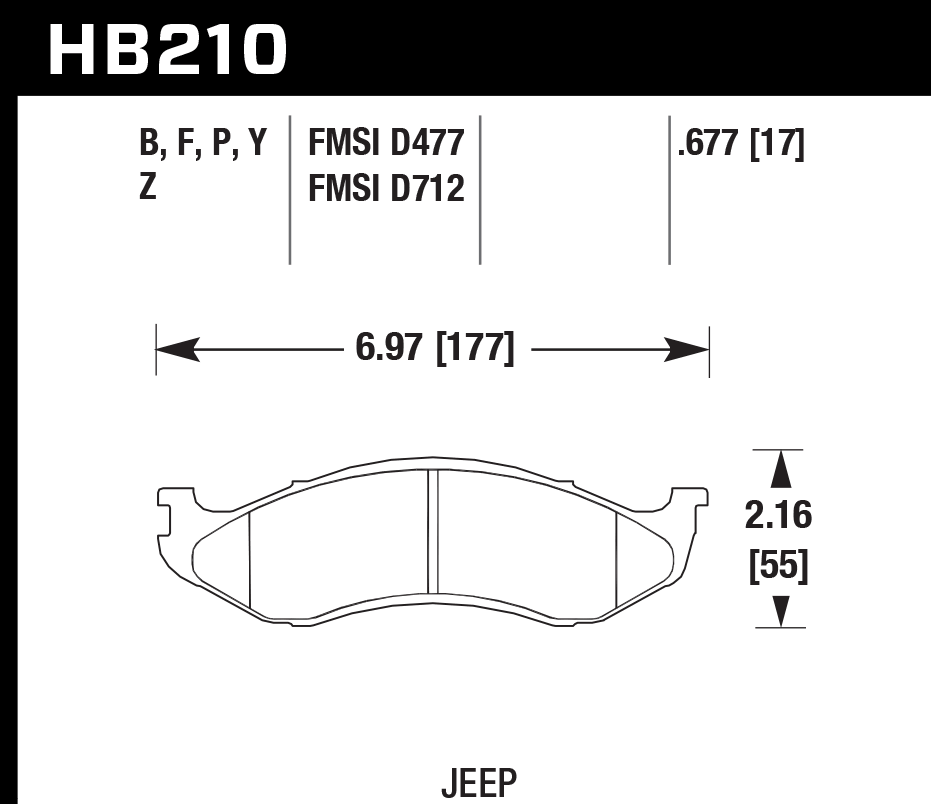 HB210Y.677 - Hawk LTS Brake Pads; Front