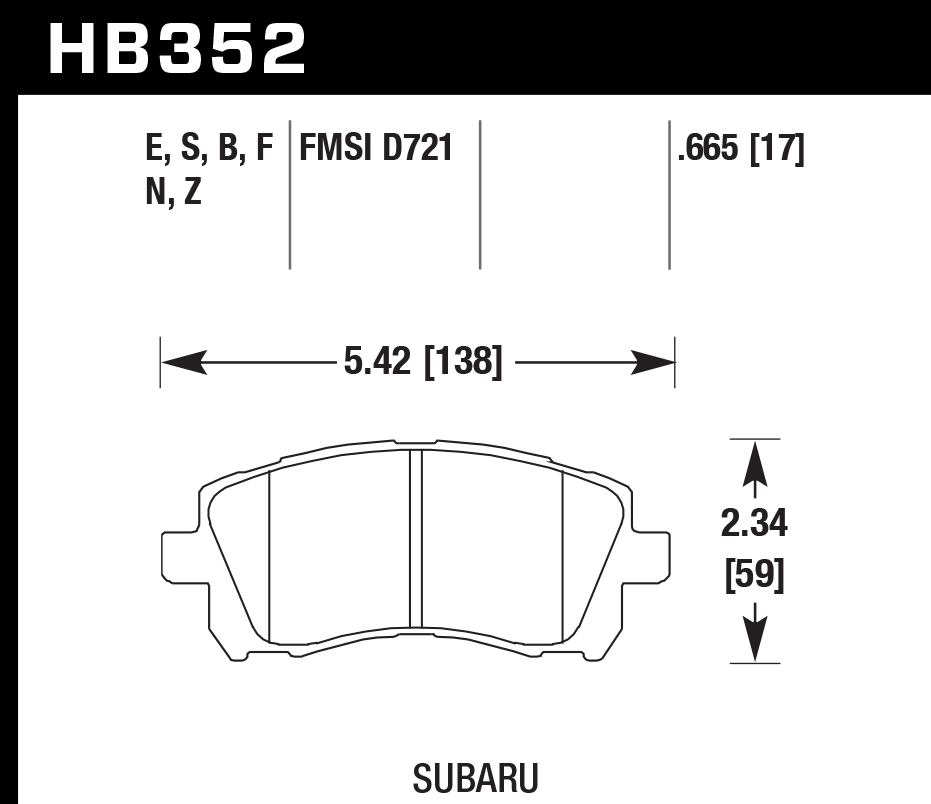 HB352Z.665 - Hawk PC Brake Pads; Front
