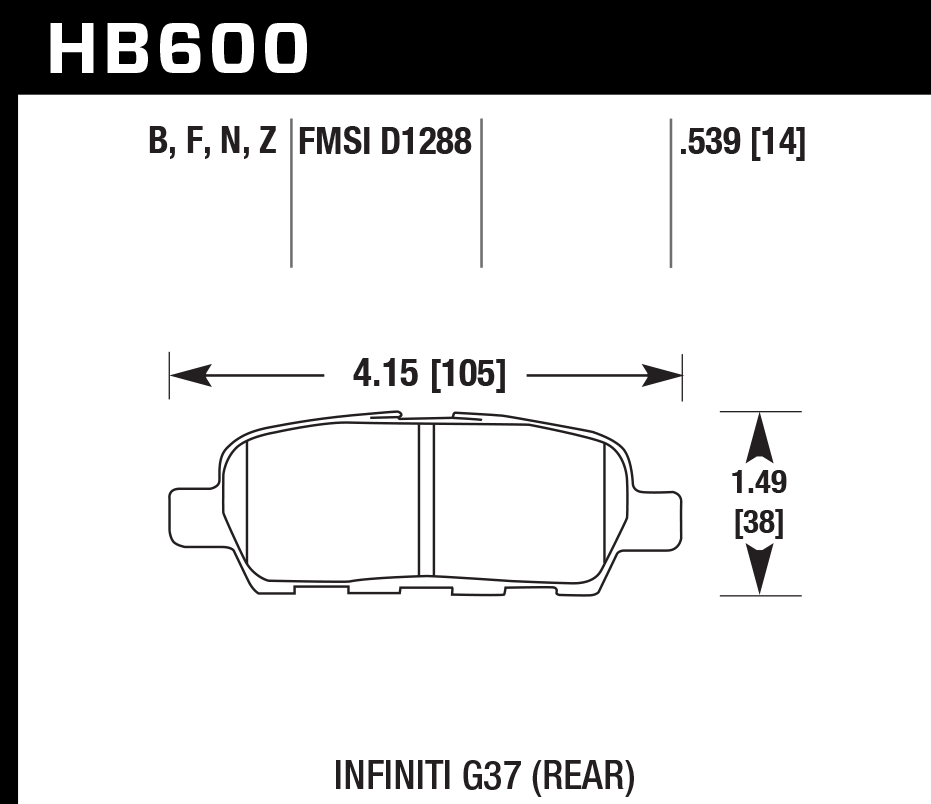 HB600Z.539 - Hawk PC Brake Pads; Rear