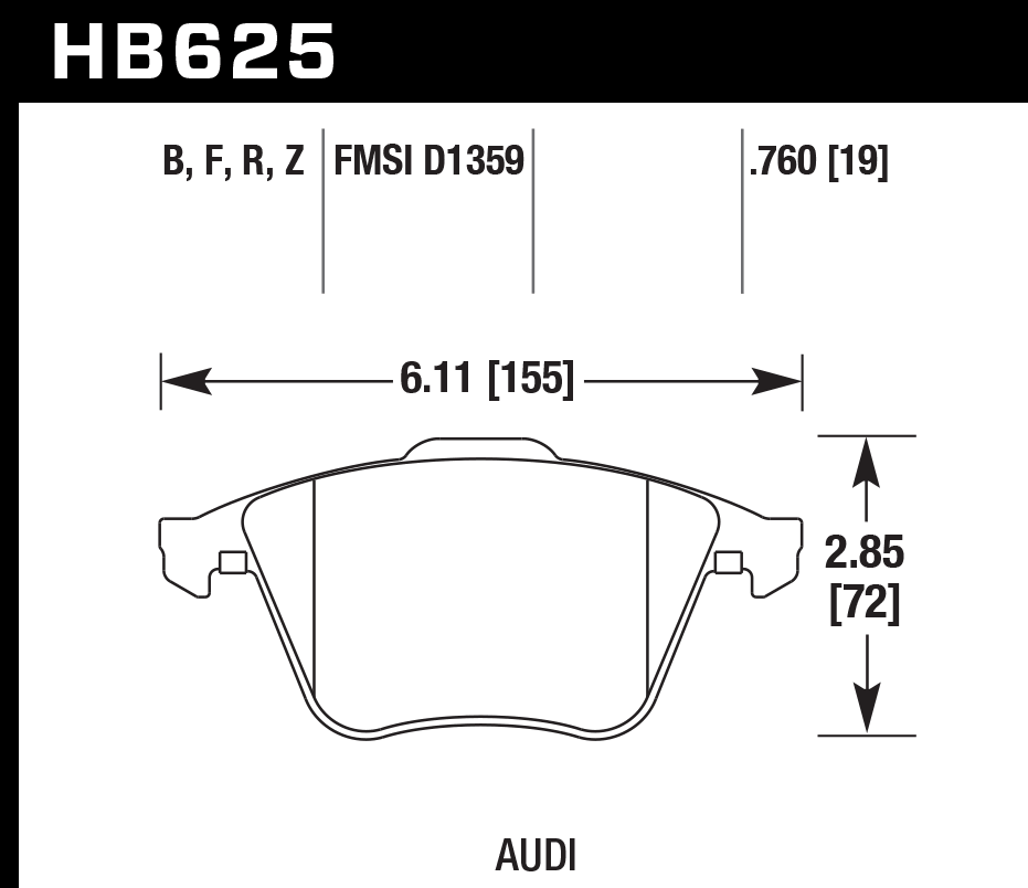 HB625N.760 - Hawk HP Plus Brake Pads; Front