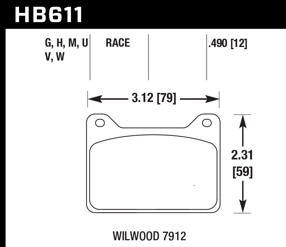HB611D.490 - Hawk ER-1 Brake Pads;