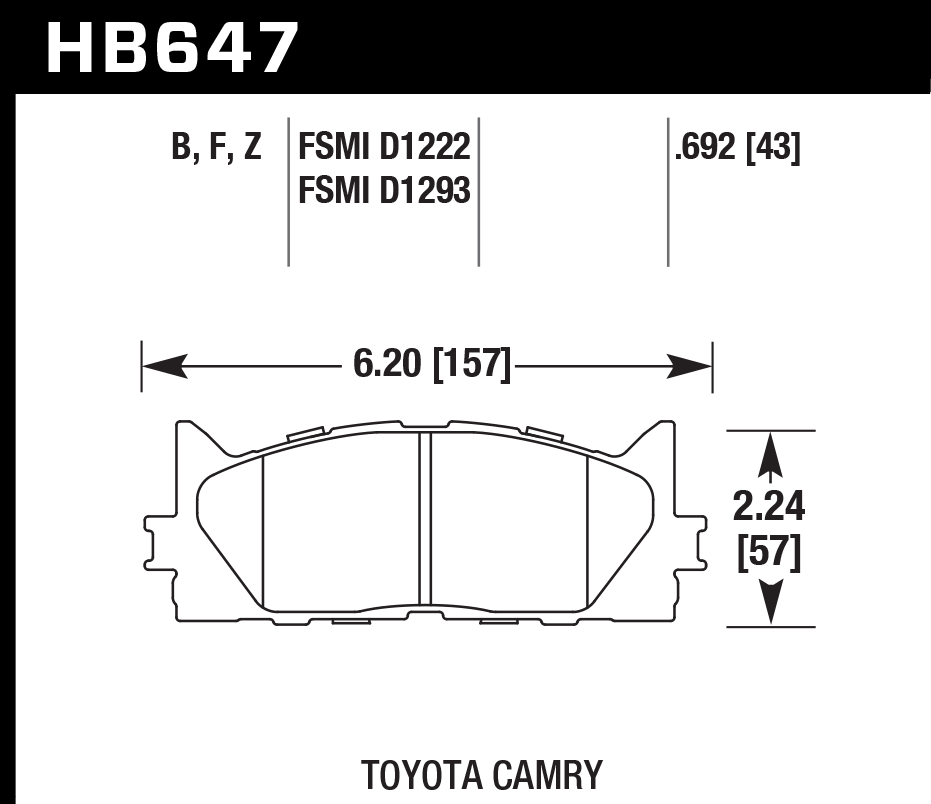 HB647F.692 - Hawk HPS Brake Pads; Front
