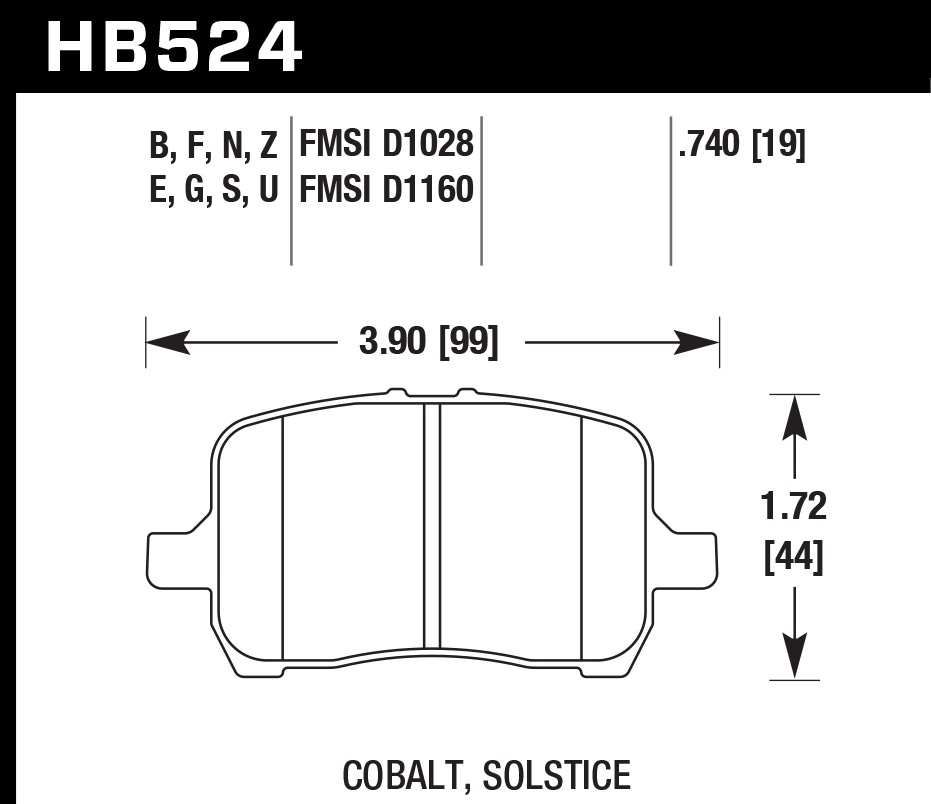 HB524F.740 - Hawk HPS Brake Pads; Front