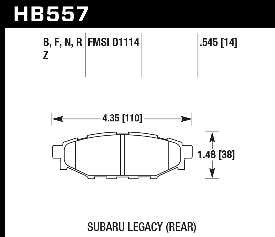 HB557Z.545 - Hawk PC Brake Pads; Rear