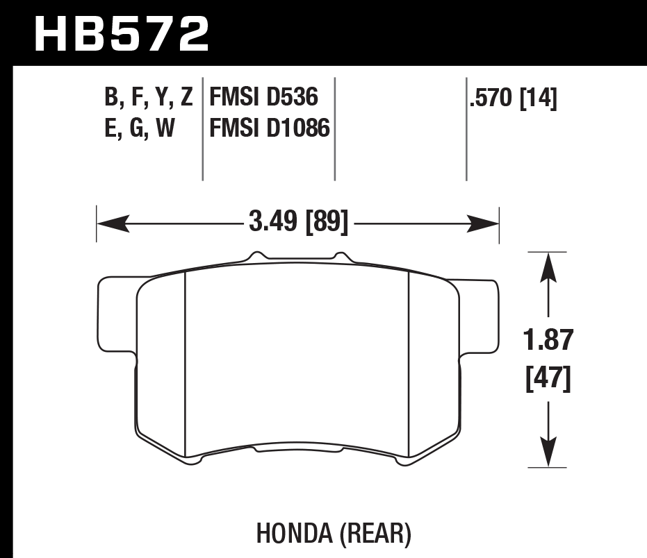 HB572G.570 - Hawk DTC-60 Brake Pads; Rear