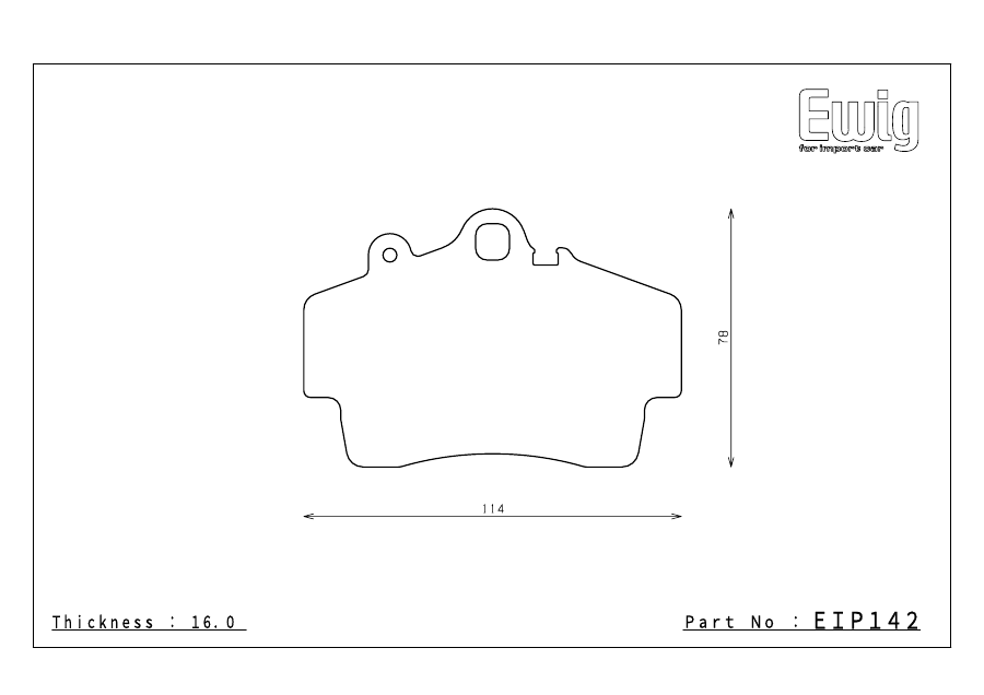 Endless EIP142 pad shape technical drawing