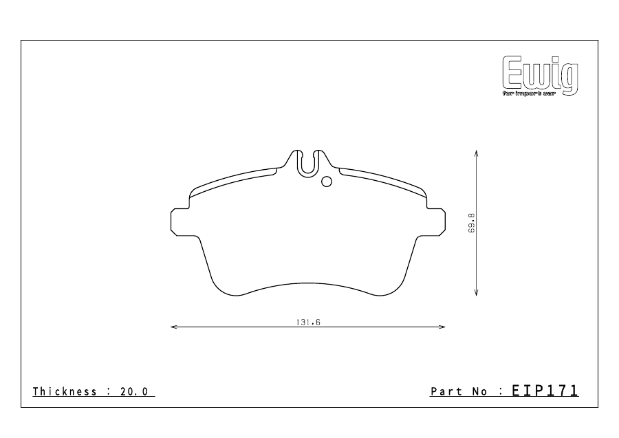 Endless EIP171 pad shape technical drawing