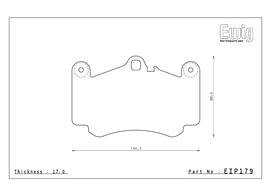 Endless EIP179 pad shape technical drawing