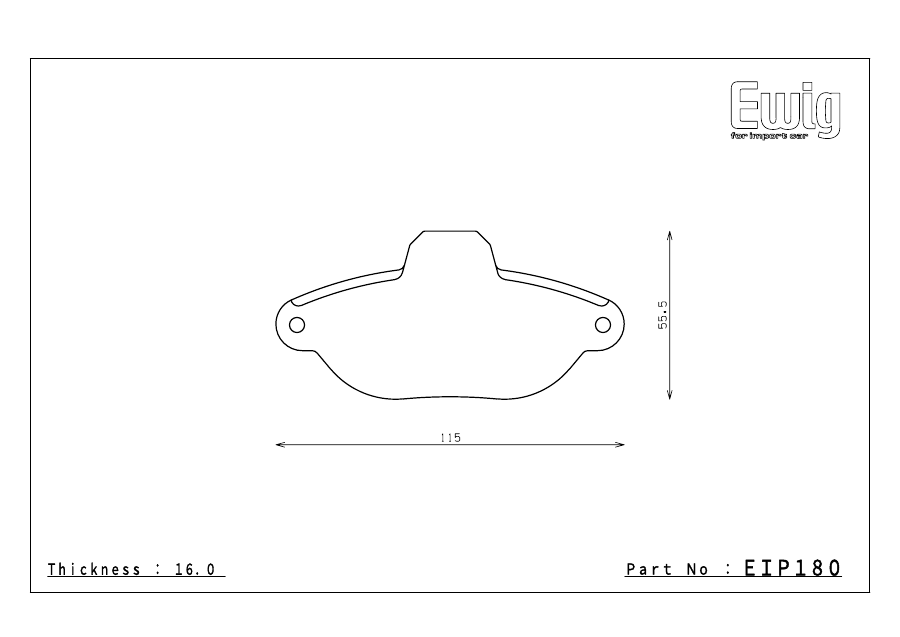 Endless EIP180 pad shape technical drawing