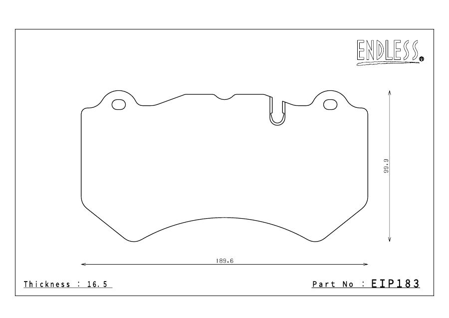 Endless EIP183 pad shape technical drawing