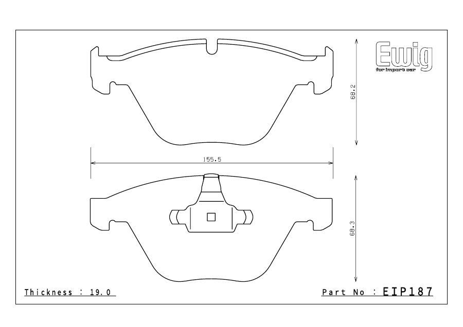 Endless EIP187 pad shape technical drawing