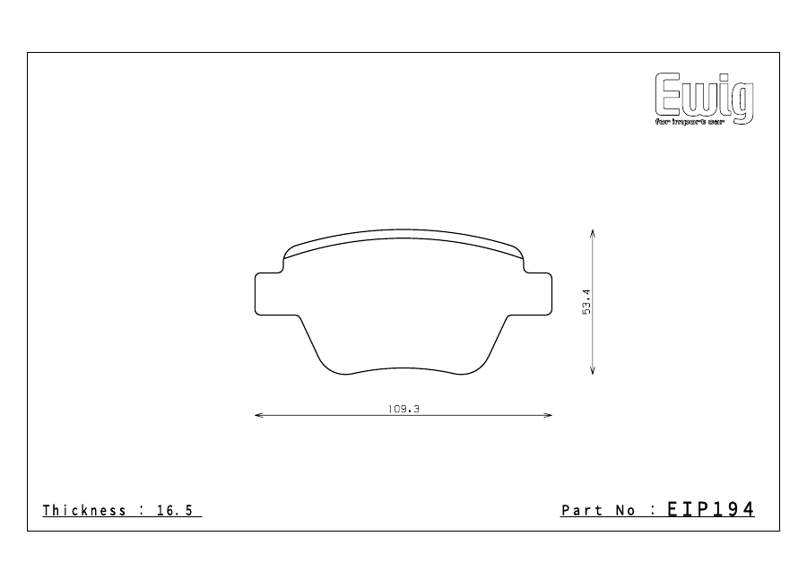 Endless EIP194 pad shape technical drawing