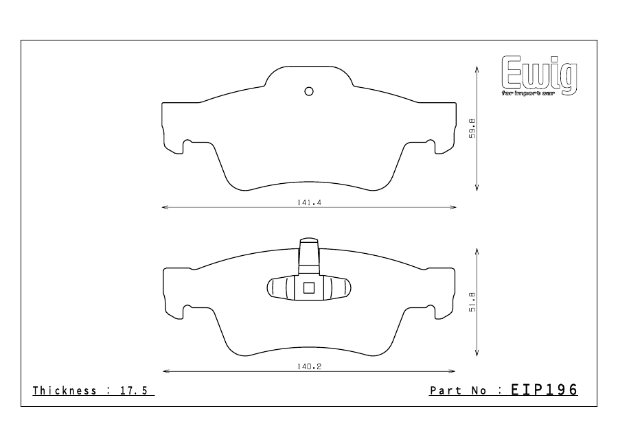Endless EIP196 pad shape technical drawing