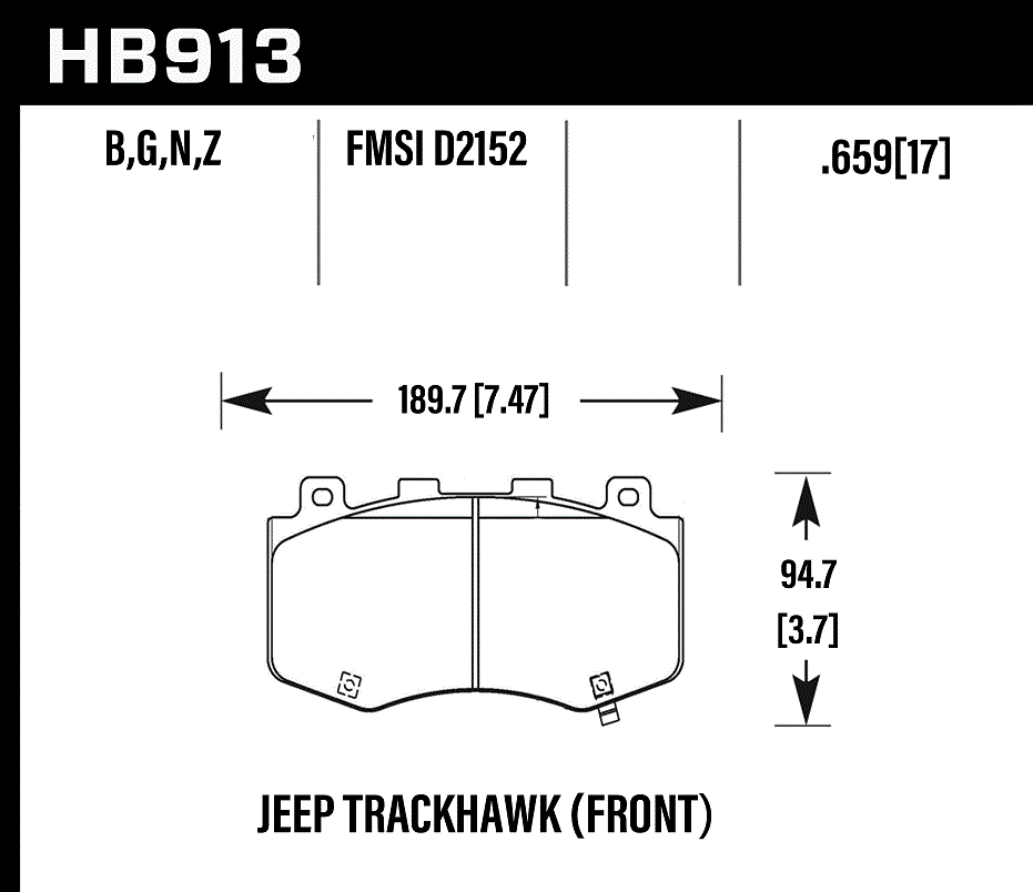 HB913G.659 - Hawk DTC-60 Brake Pads; Front