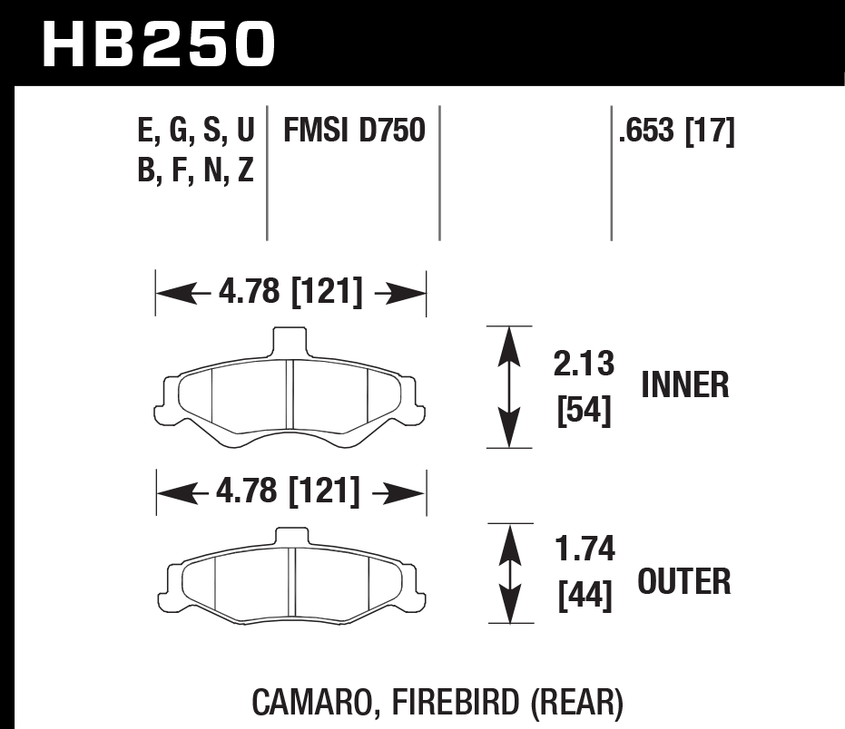 HB250B.653 - Hawk HPS 5.0 Brake Pads; Rear