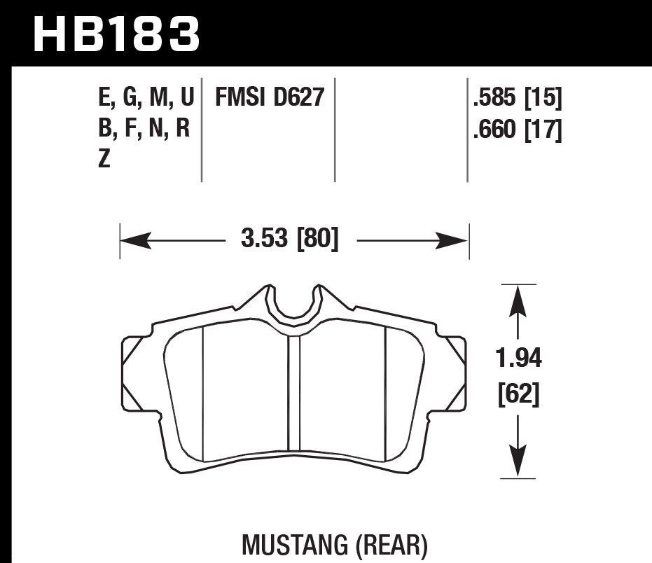 HB183D.585 - Hawk ER-1 Brake Pads; Rear