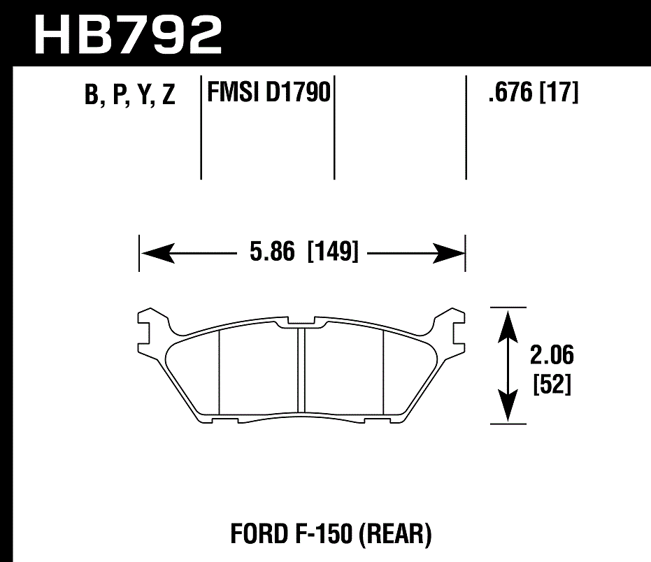 HB792Y.676 - Hawk LTS Brake Pads; Rear