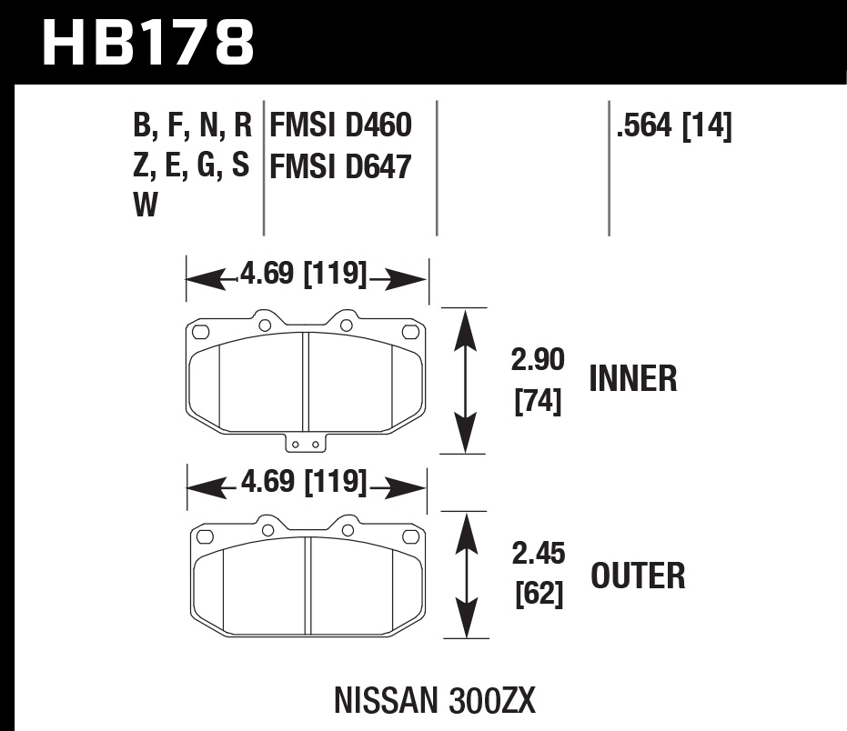 HB178D.564 - Hawk ER-1 Brake Pads; Front