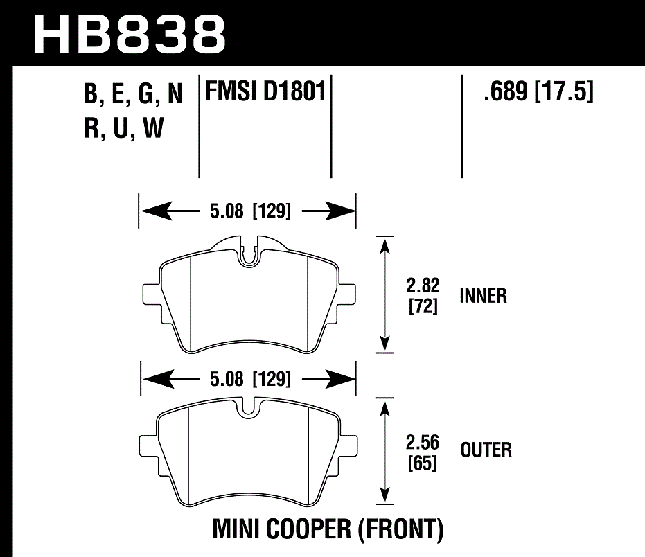 HB838B.689 - Hawk HPS 5.0 Brake Pads; Front