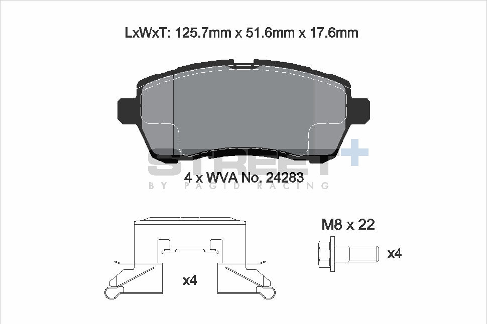 Pagid Racing Street+ Brake Pads - Front | T8187SP2001 - Pagid Racing brake pads