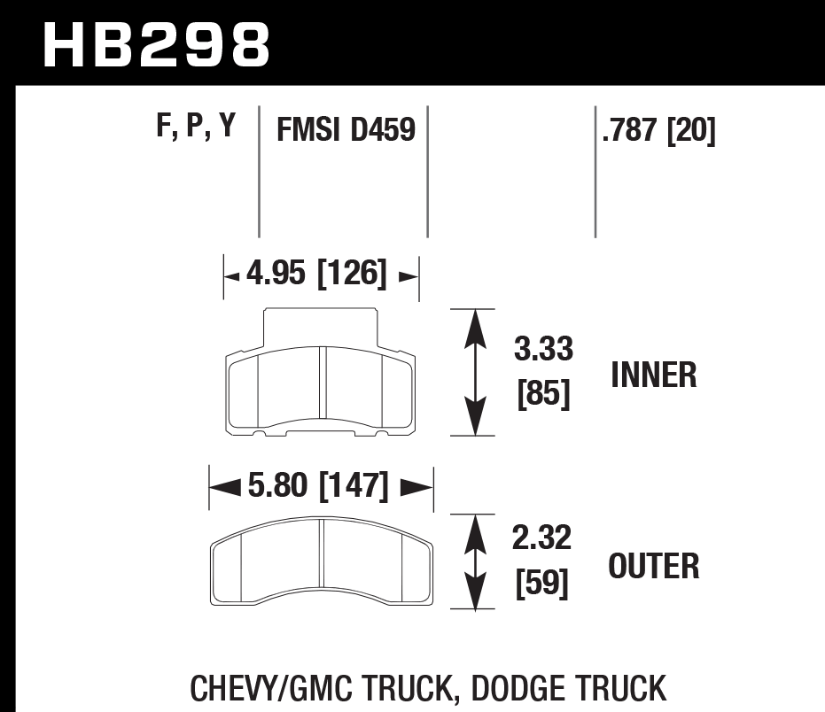 HB298F.787 - Hawk HPS Brake Pads; Front