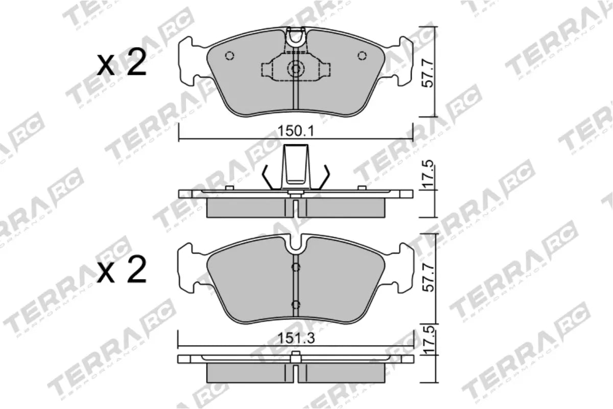 Terra Race brake pads TP9570RC FMSI D0781 - pad technical drawing