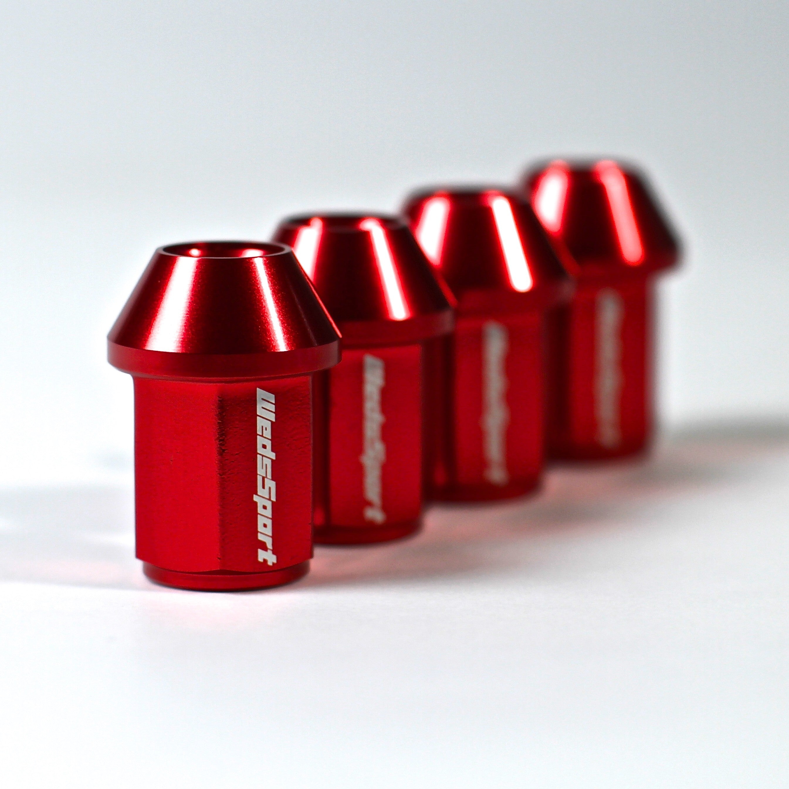WedsSport M12x1.5 forged aluminium red wheel nuts set of 4 made in Japan