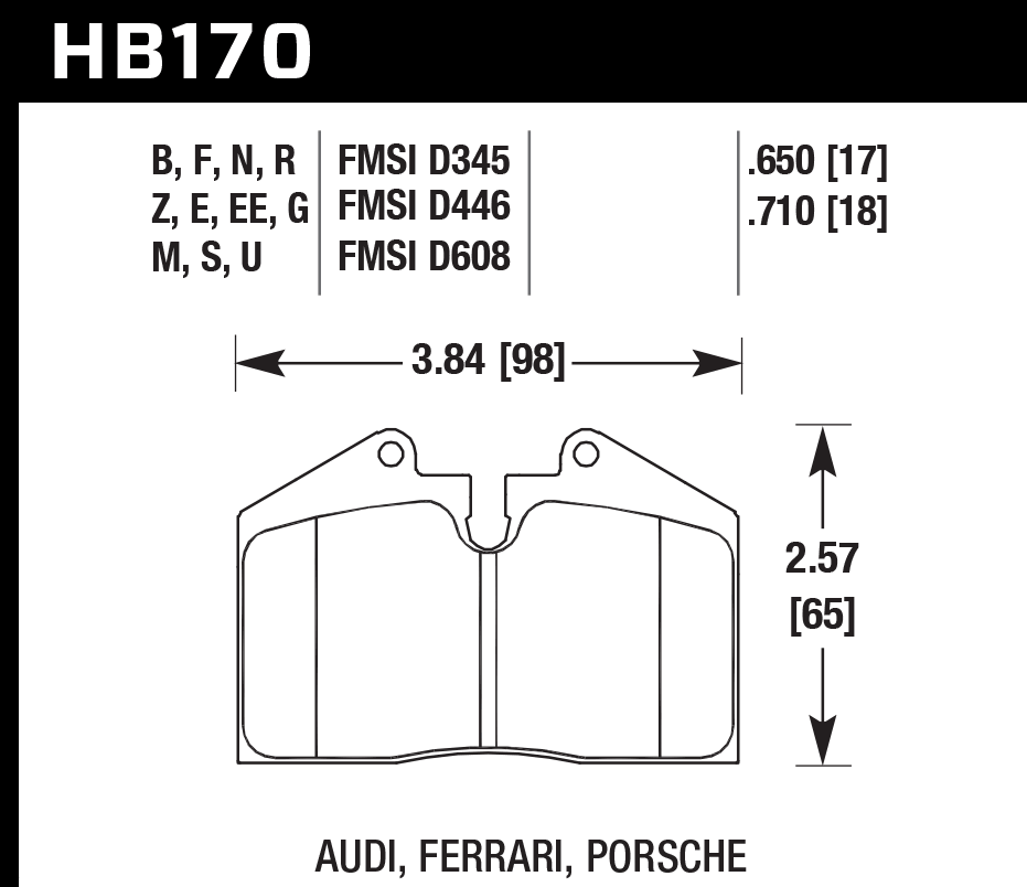 HB170D.650 - Hawk ER-1 Brake Pads; Front