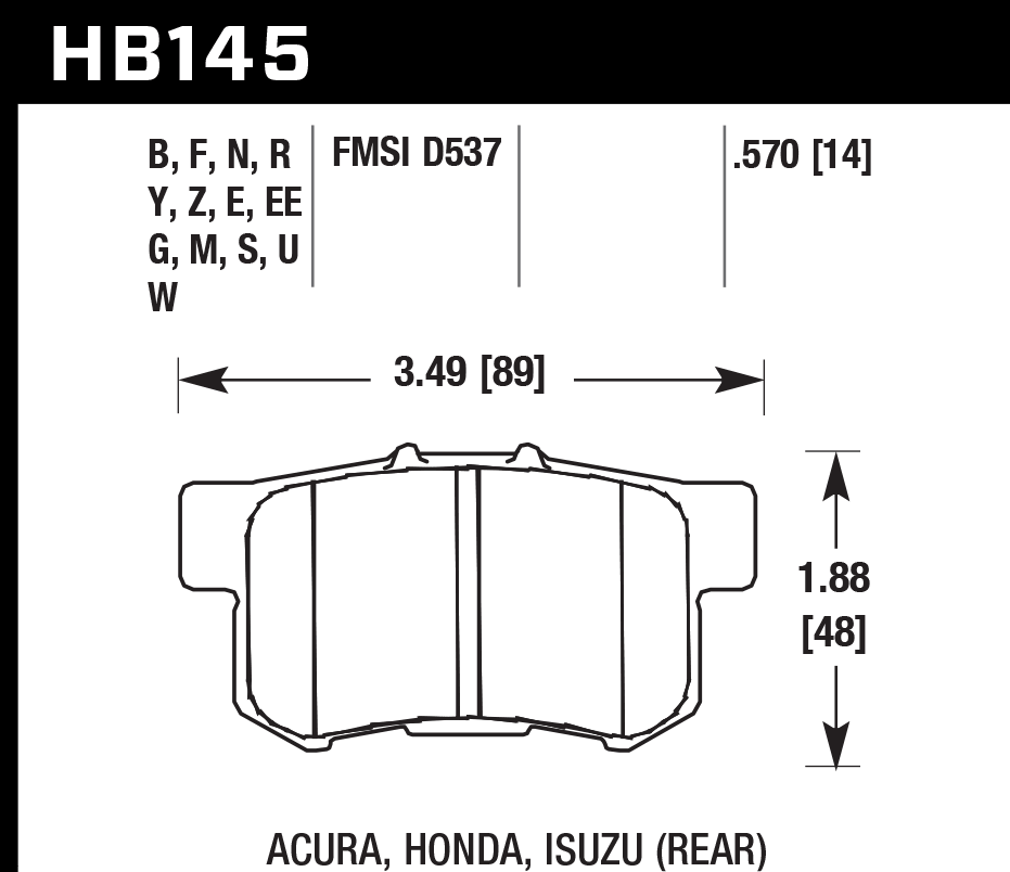 HB145W.570 - Hawk DTC-30 Brake Pads; Rear