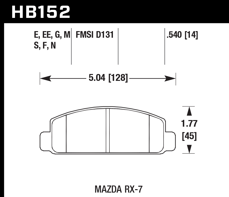 HB152D.540 - Hawk ER-1 Brake Pads; Front