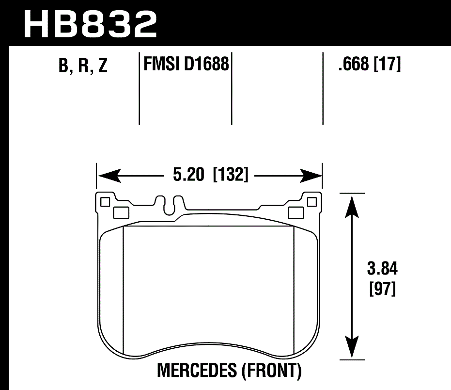 HB832B.668 - Hawk HPS 5.0 Brake Pads; Front