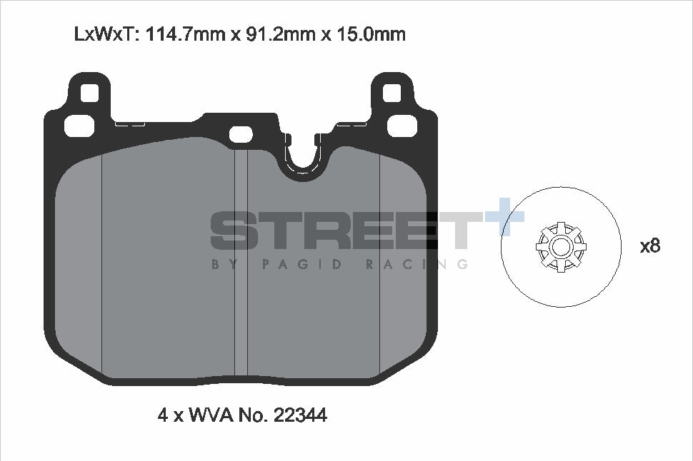 Pagid Racing Street+ Brake Pads - Front | T8162SP2001 - Pagid Racing brake pads