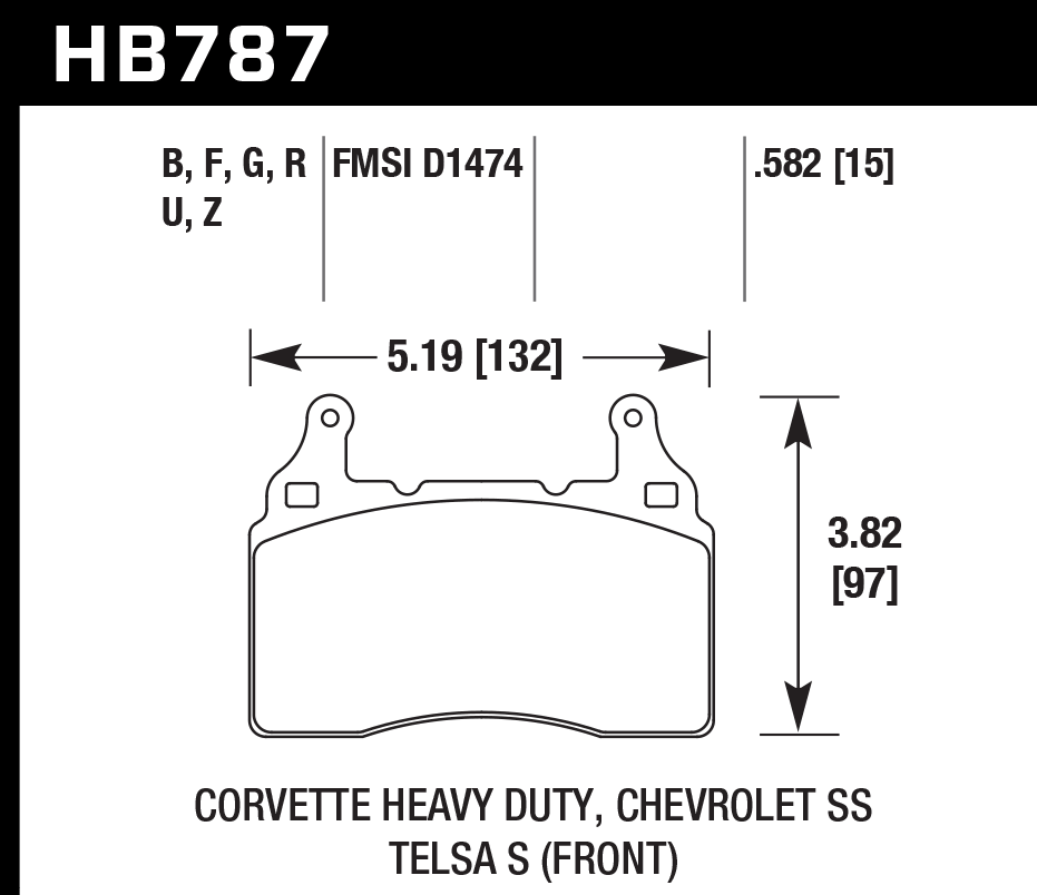 HB787Z.582 - Hawk PC Brake Pads; Front