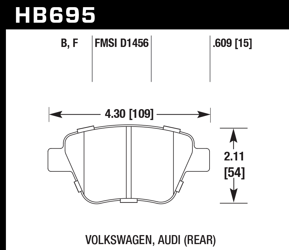 HB695F.609 - Hawk HPS Brake Pads; Rear