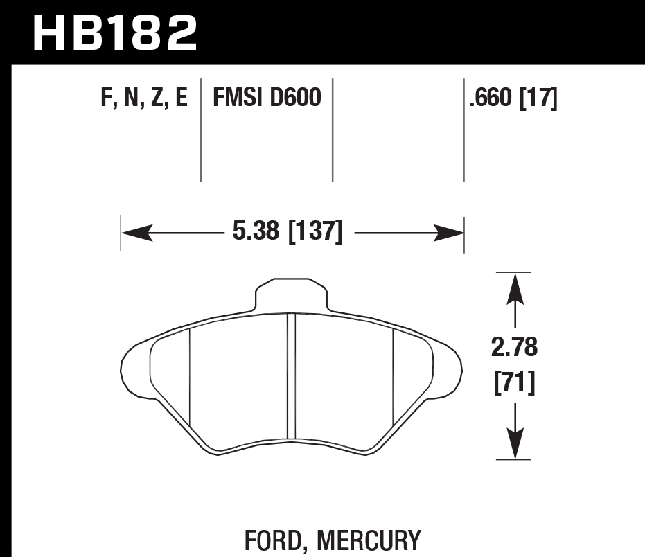 HB182Z.660 - Hawk PC Brake Pads; Front
