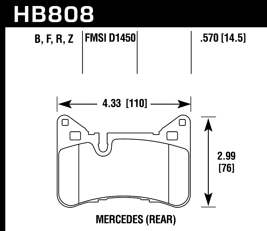 HB808Z.570 - Hawk PC Brake Pads; Rear