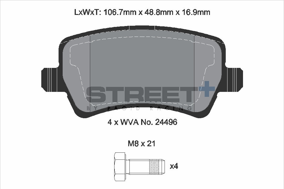Pagid Racing Street+ Brake Pads - Rear | T8076SP2001 - Pagid Racing brake pads