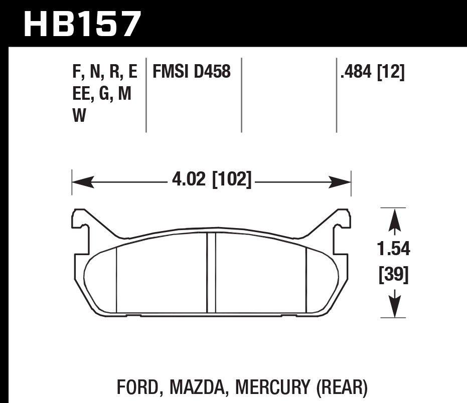 HB157B.484 - Hawk HPS 5.0 Brake Pads; Rear