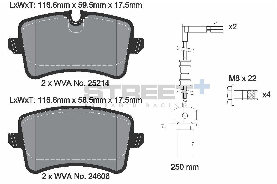 Pagid Racing Street+ Brake Pads - Rear | T8114SP2001 - Pagid Racing brake pads
