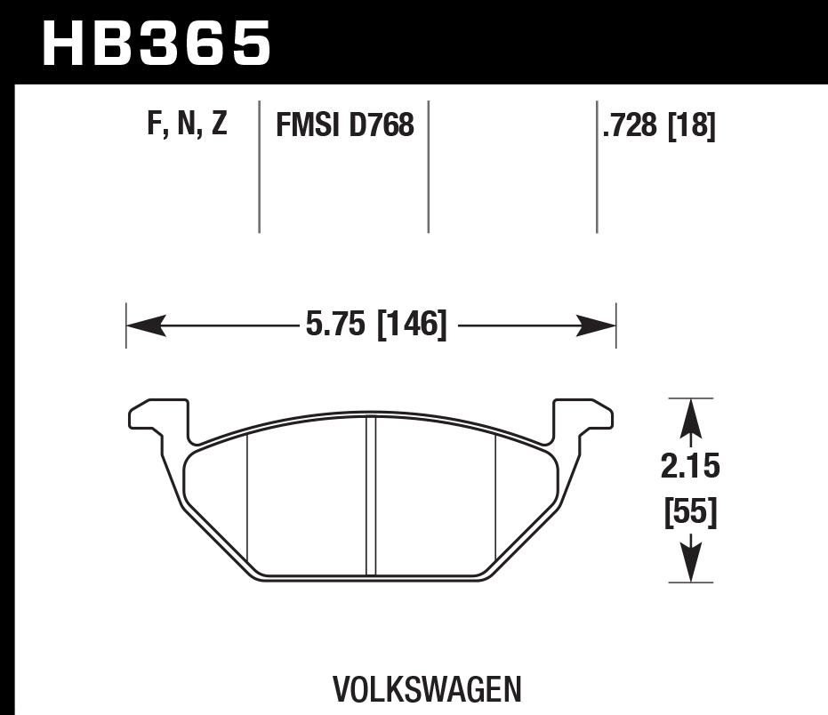 HB365N.728 - Hawk HP Plus Brake Pads; Front