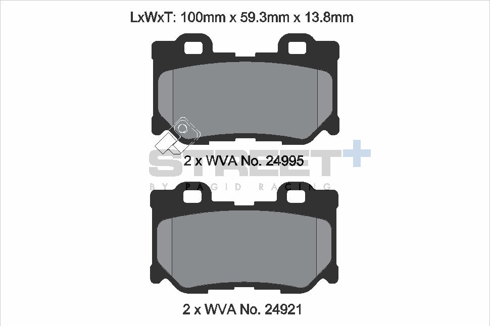 Pagid Racing Street+ Brake Pads - Rear | T8100SP2001 - Pagid Racing brake pads