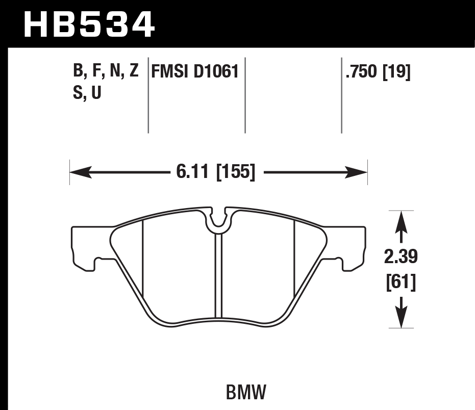 HB534N.750 - Hawk HP Plus Brake Pads; Front