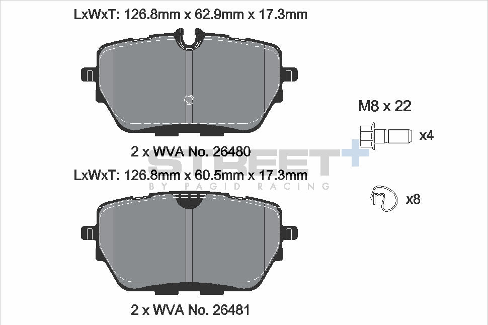 Pagid Racing Street+ Brake Pads - Rear | T8311SP2001 - Pagid Racing brake pads