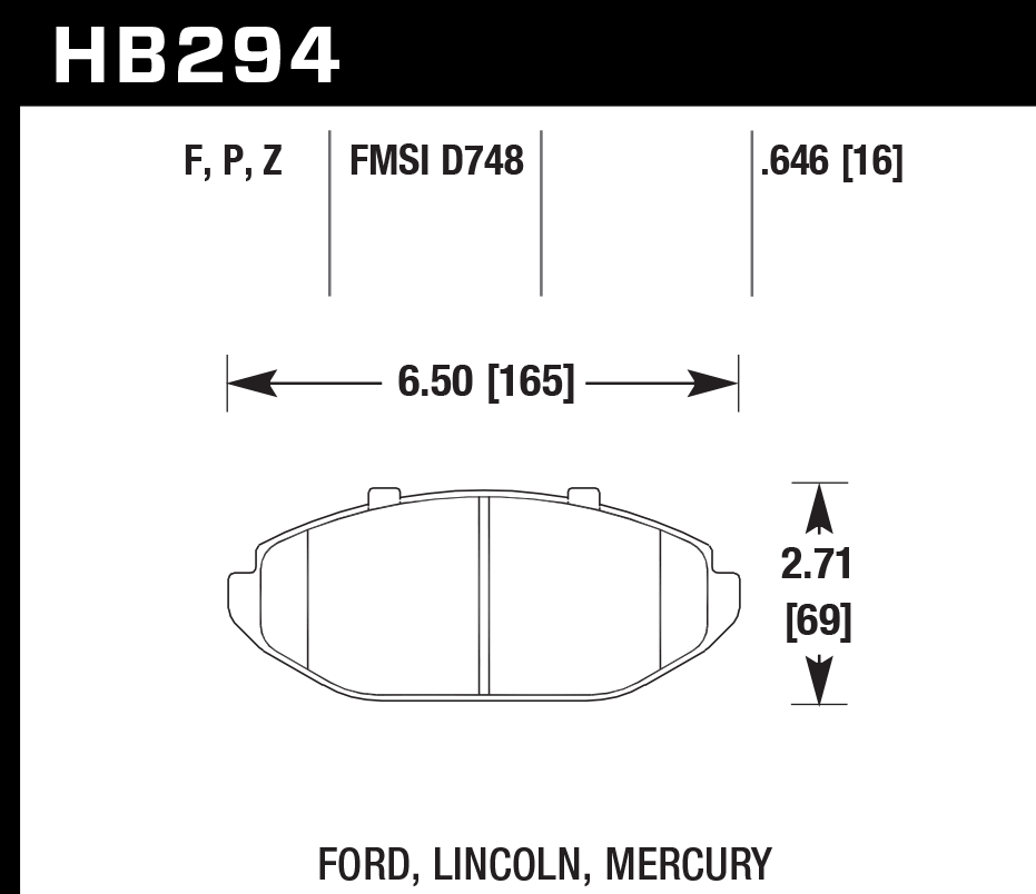HB294F.646 - Hawk HPS Brake Pads; Front