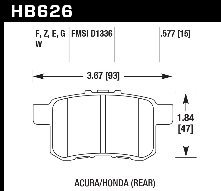 HB626B.577 - Hawk HPS 5.0 Brake Pads; Rear