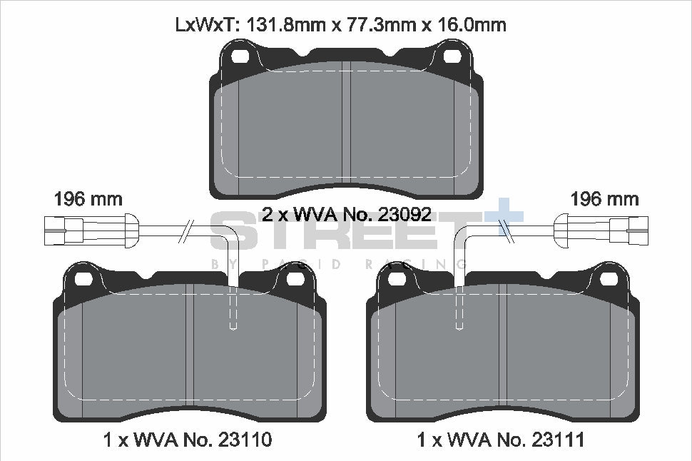 Pagid Racing Street+ Brake Pads - Front | T8017SP2001 - Pagid Racing brake pads