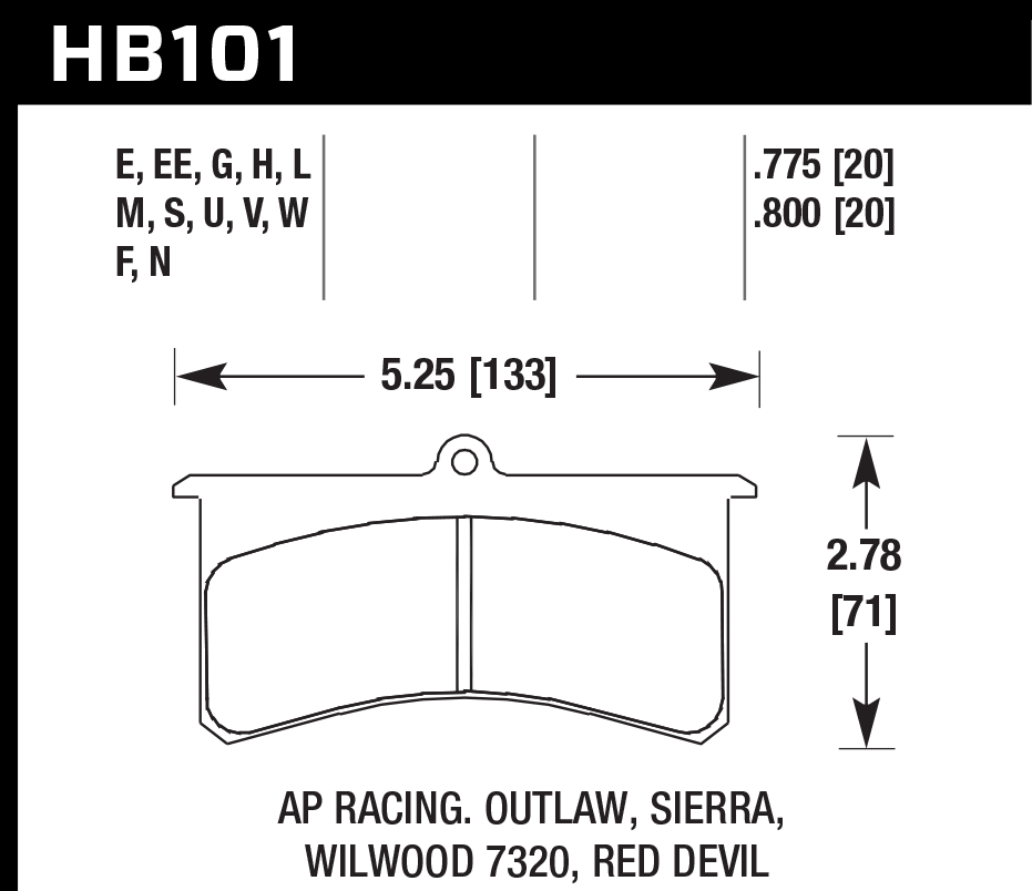 HB101M.800 - Hawk Black Brake Pads;
