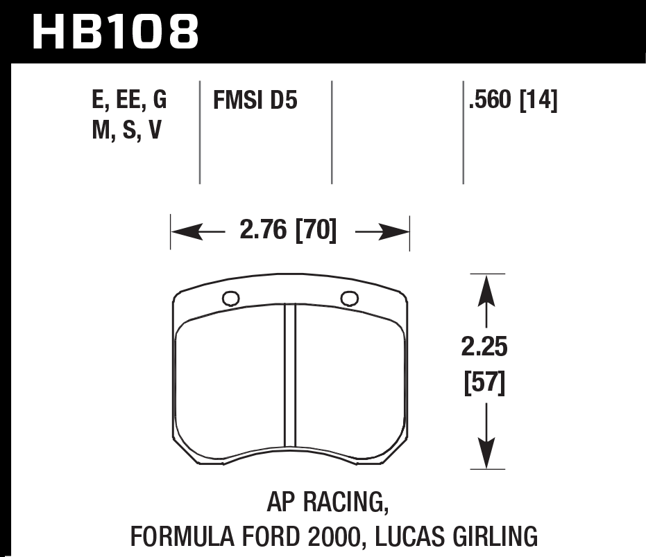 HB108M.560 - Hawk Black Brake Pads;