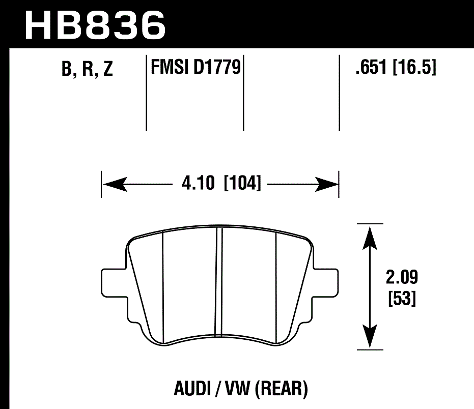HB836Z.651 - Hawk PC Brake Pads; Rear
