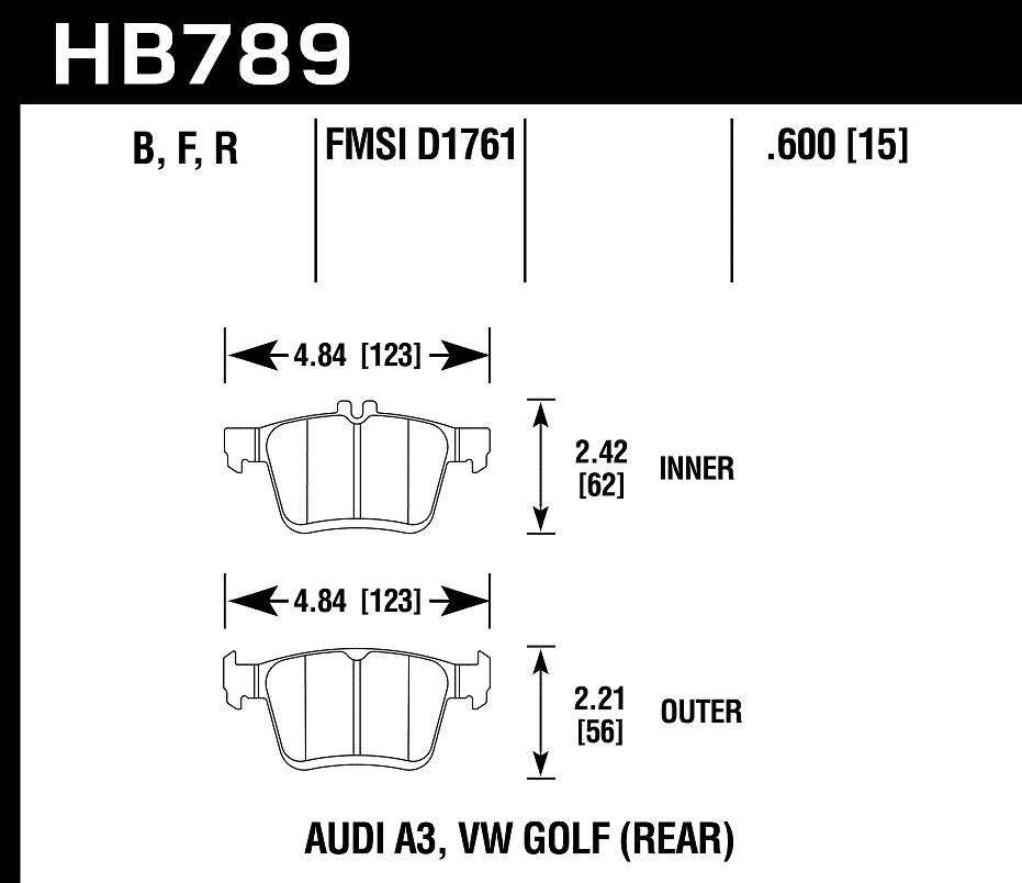 HB789Z.600 - Hawk PC Brake Pads; Rear